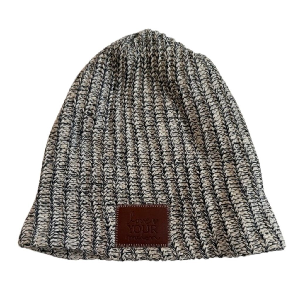 Love Your Melon Gray Ribbed Knit Beanie Hat 100% Cotton made in USA